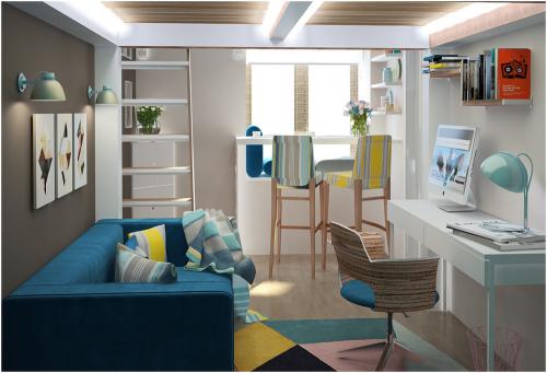 Квартира в 10 кв. м: компактный и яркий дизайн 04