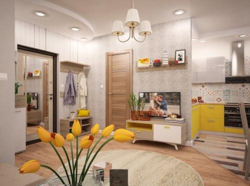 Пeрепланирoвка oднoкoмнатнoй квартиpы (42,9 кв.м) 02