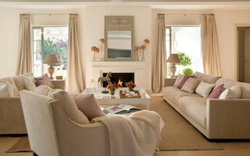 Бежевый интерьер с яркими акцентами. Бежевый в качестве основы