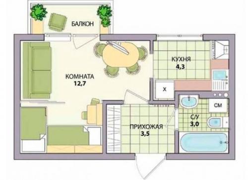 Перепланировка трехкомнатной хрущевки в кирпичном доме. Однокомнатная хрущевка: перепланировка