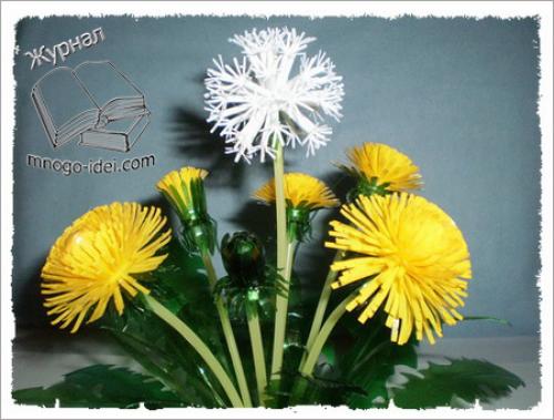 Как из пластиковой бутылки сделать цветок одуванчик. Одуванчик из пластиковых бутылок.