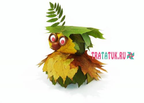 Поделка сова из пластиковой бутылки и листьев. Сова из листьев: яркая объемная поделка своими руками