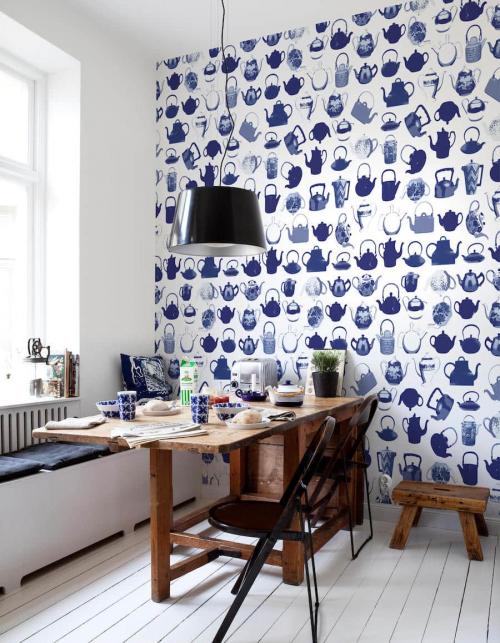 Комбинирование обоев в комнате. На кухне