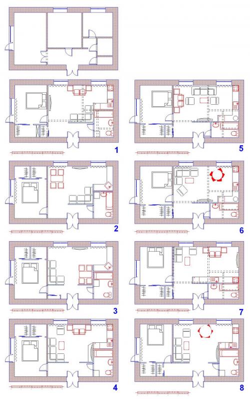 Перепланировка двухкомнатной брежневки. Перепланировка брежневки 2 комнаты
