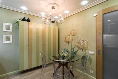 Кухня с зелеными обоями. Правила в сочетании цветов 06 Кухня с зелеными обоями. Правила в сочетании цветов 06