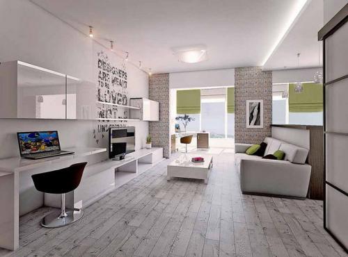 Дизайн гостинной с рабочим местом. Лучшее место для организации рабочего места