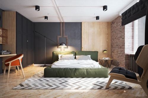 Кирпич в интерьере. Отделка стен кирпичом в спальне