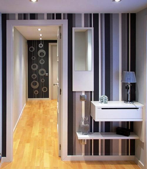 Обои в полоску для стен. Планировка дизайна