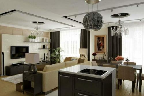 Совмещенная гостиная с кухней в частном доме. На что обратить внимание перед началом работ