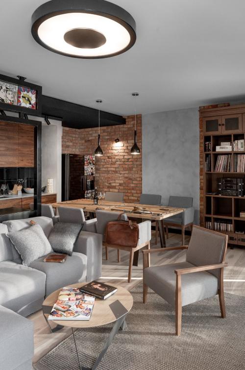 Кирпичные стены в квартире. Кирпич на стене в кухне и столовой