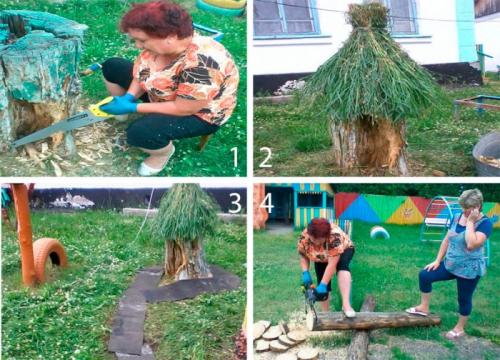 Имитация пня. Поделки из пней