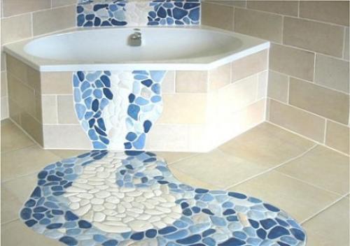 Как сделать пол в ванной комнате в частном доме. Пол из гальки своими руками