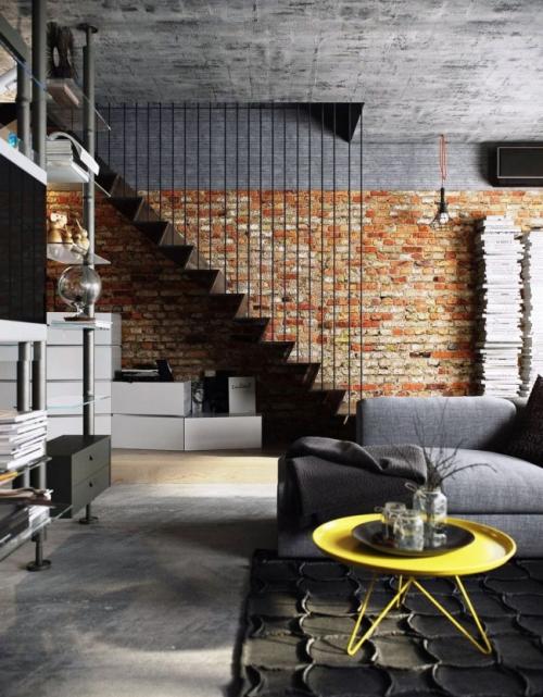 Настоящая кирпичная стена в интерьере. Отделка стен декоративным кирпичом