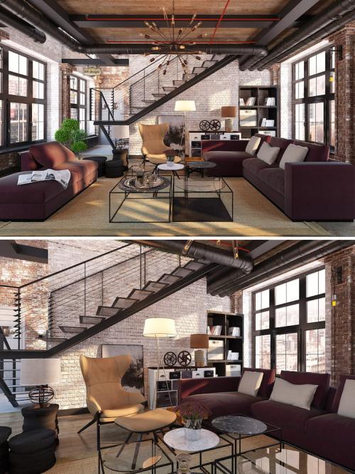 Интерьер деревянного дома в стиле лофт. Характерные черты направления