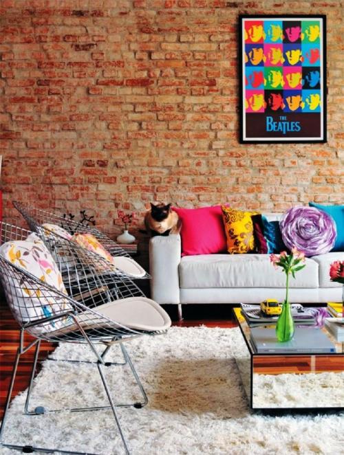 Настоящая кирпичная стена в интерьере. Отделка стен декоративным кирпичом