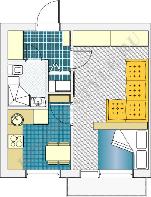 1 комнатная квартира дизайн. Советы по выбору дизайна однокомнатной квартиры 15