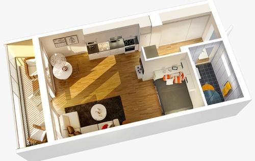 1 комнатная квартира дизайн. Советы по выбору дизайна однокомнатной квартиры 06