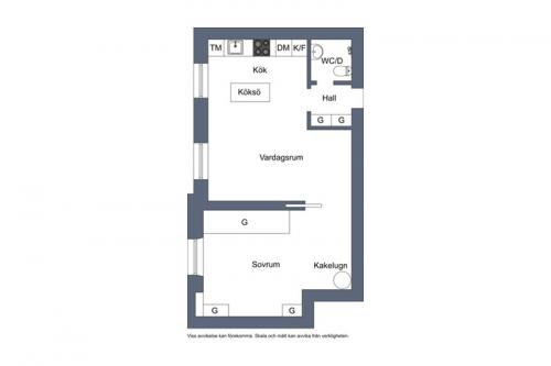 Спальня за перегородкой и много света (45 кв. м) 15