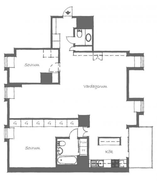 Просторная квартира с небольшой террасой на последнем этаже 26