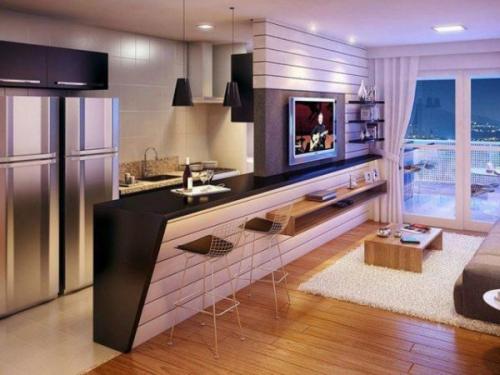 Барная стойка на кухне у стены. Зачем нужна барная стойка