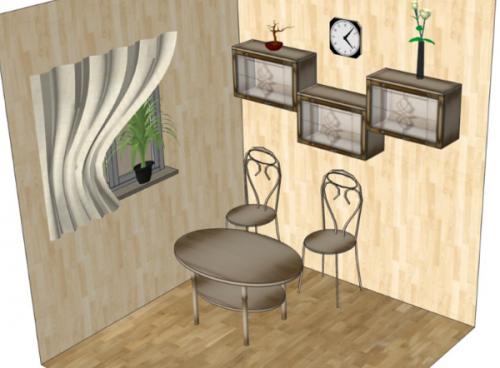 Кухня 2 на 2 метра дизайн. Холодильник и мебель стоят в одном ряду 02