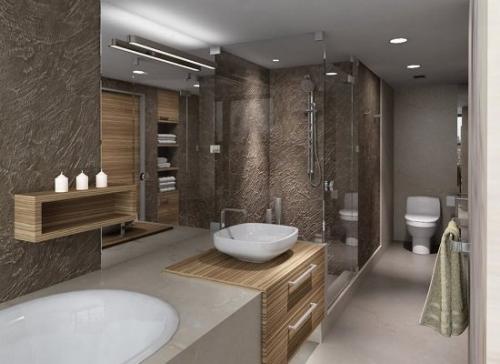 Декоративная штукатурка под бетон в ванной. Декоративная штукатурка