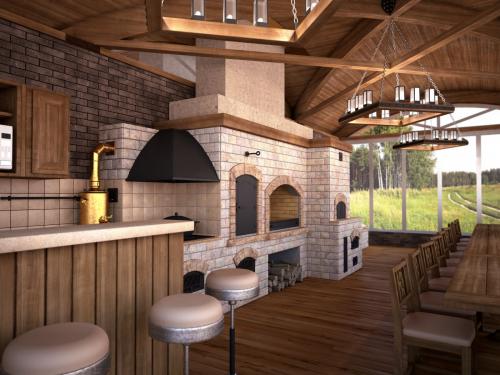 Идеи для беседки с мангалом. Закрытые беседки с мангалом барбекю и печкой: современный дизайн в фото-идеи 03