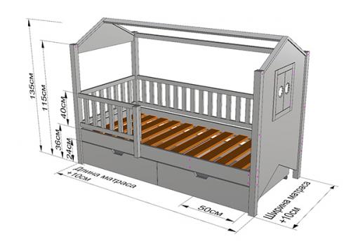 Чертежи детских кроватей с размерами и ящиками. Чертеж и размеры кровати