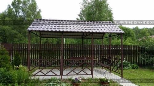 Комбинированные беседки из металла и дерева. Преимущества и недостатки беседок из дерева