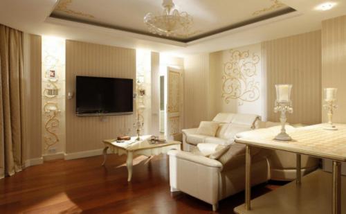 Дизайнерское оформление стен. Отделка стен гостиной: современные и красивые идеи