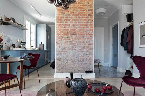 Красивый скандинавский интерьер в оттенках синего (47 кв. м) 17