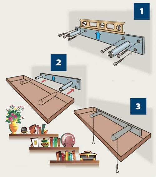 Как повесить полку без сверления. Полка для книг без видимого крепежа