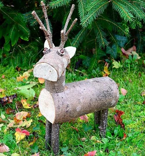 Красивое украшение для дачного сада из дерева. Делаем зверушек из спилов бревен