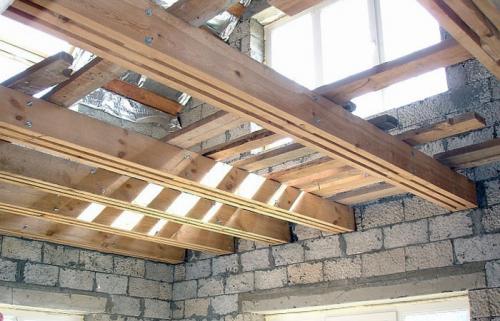 Сдвоенные балки перекрытия. Перекрытие из дерева