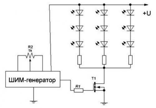 Регулировка яркости светодиодов в авто. Принцип регулировки яркости светодиодов