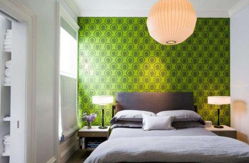 Сочетание зеленого цвета в интерьере спальни. Концепции оформления