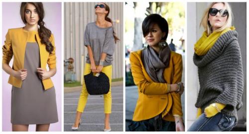 Сочетание серого и желтого в одежде 2021. Как комбинировать жёлтый и серый в одежде