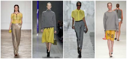 Сочетание серого и желтого в одежде 2021. Как комбинировать жёлтый и серый в одежде