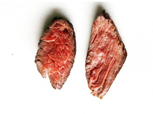 Как резать мясо поперек волокон. Поперёк волокон