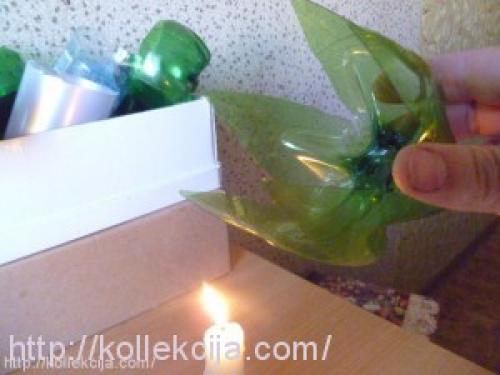 Как сделать листья для цветов из пластиковых бутылок. Листья из пластиковых бутылок. Автор Елена Кудинова.