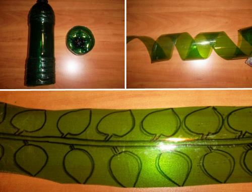 Как правильно вырезать пластиковые бутылки для создания крупных цветов. Вариант 2 – вьющиеся цветы.