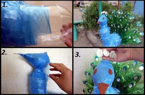 Как можно создать садовые поделки из пластиковых бутылок, которые будут привлекать птиц и насекомых. Как сделать птиц из пластиковых бутылок