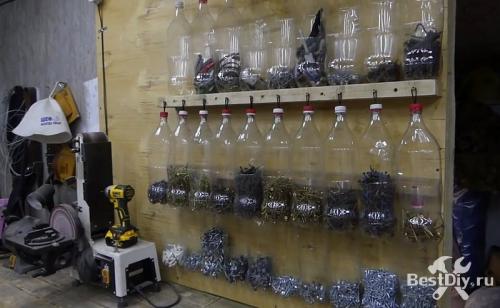 Как изготовить поделку из пластиковой бутылки для хранения инструментов. Органайзер для болтов, шурупов, гаек и гвоздей из пластиковых бутылок