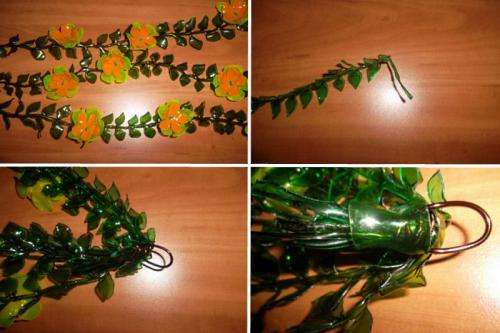 Как правильно вырезать пластиковые бутылки для создания крупных цветов. Вариант 2 – вьющиеся цветы.