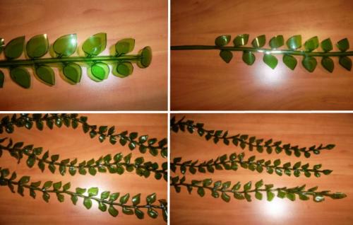 Как можно создать стебли для цветов из пластиковых бутылок. Вариант 2 – вьющиеся цветы.