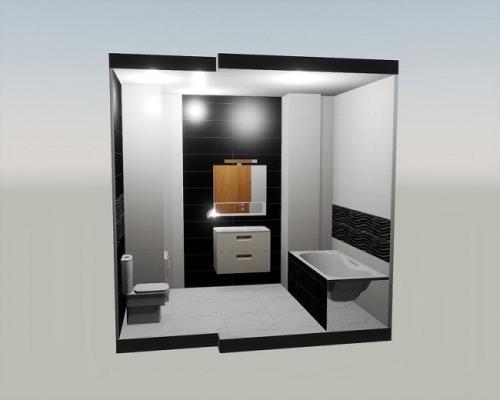 Раскладка плитки в ванной. 3D дизайн-проект ванной и туалета 01 Раскладка плитки в ванной. 3D дизайн-проект ванной и туалета 01