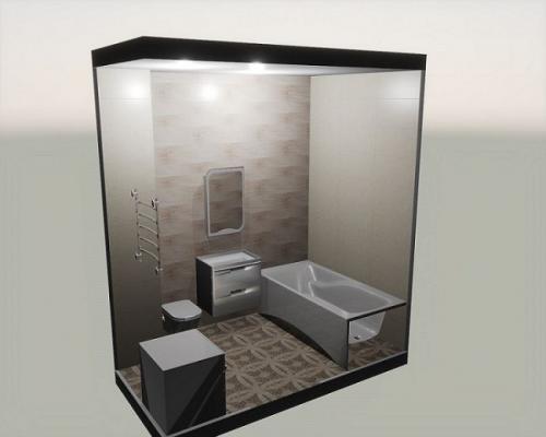 Раскладка плитки в ванной. 3D дизайн-проект ванной и туалета 04 Раскладка плитки в ванной. 3D дизайн-проект ванной и туалета 04