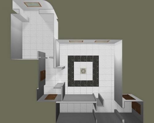 Раскладка плитки в ванной. 3D дизайн-проект ванной и туалета 03 Раскладка плитки в ванной. 3D дизайн-проект ванной и туалета 03