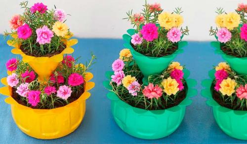 Какие типы растений лучше всего использовать для создания вьющихся цветов из пластиковых бутылок. Подвесная клумба для цветов из пластиковых бутылок