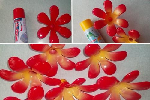 Как сделать многоуровневые цветы из пластиковых бутылок с помощью резака. Вариант 3 – кливии.